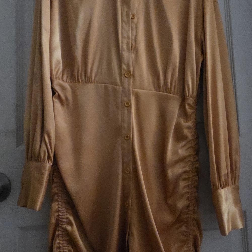 Fashion Nova Shimmering Gold Long Sleeve Dress